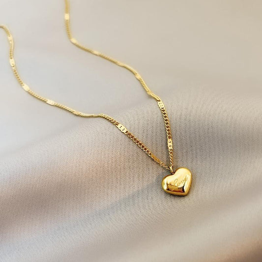 316L Stainless Steel Gold Color Love Heart Necklaces for Women Gift Jewelry